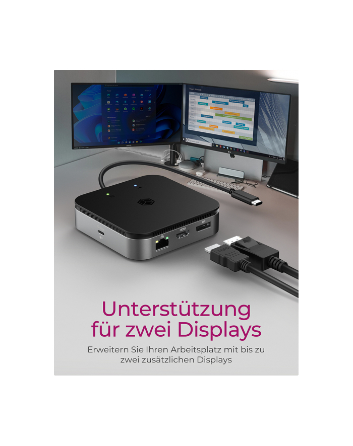 icybox Stacja dokująca IB-DK408-C41 7w1,HDMI, DP,USB,LAN główny