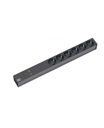 Bachmann 333.536 listwa zasilająca 19'' 1HE 6 x gniazda wtykowe ze stykiem ochronnym czarne 1 x pełna ochrona urządzenia przewód zasilający 2,0 m, 230