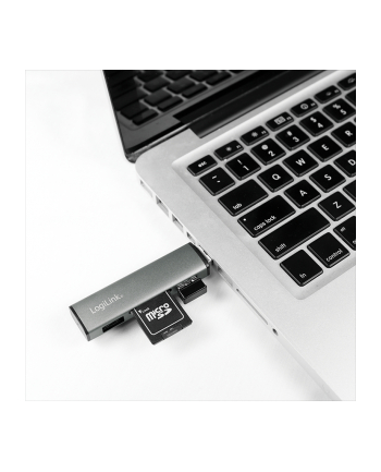 Logilink Hub USB 3.2 Gen 2 aluminiowa obudowa, wbudowany czytnik kart pamięci SD, z diodą LED szary (UA0394)