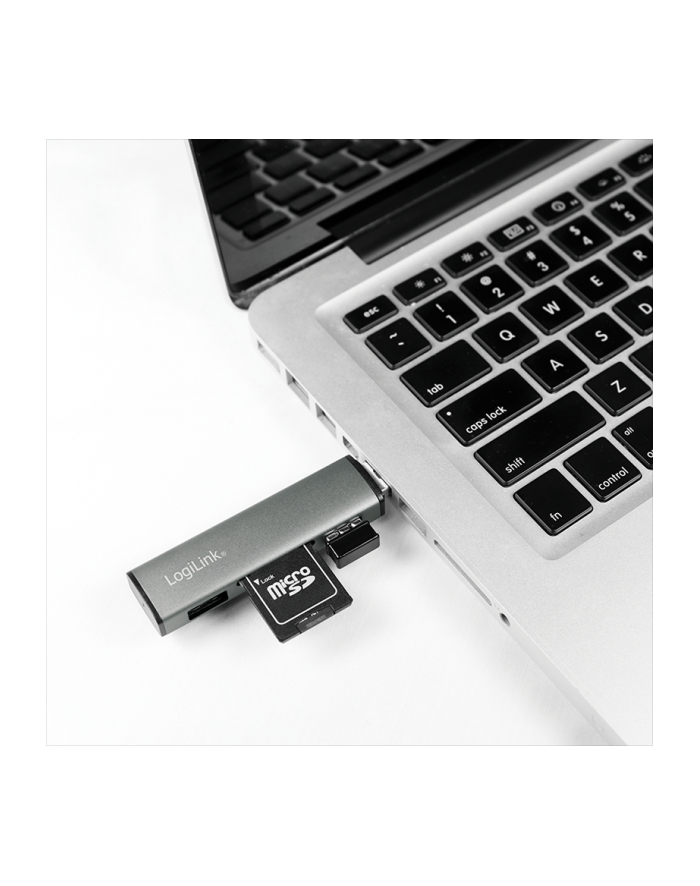 Logilink Hub USB 3.2 Gen 2 aluminiowa obudowa, wbudowany czytnik kart pamięci SD, z diodą LED szary (UA0394) główny
