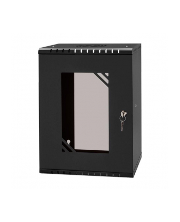 NETRACK ECO-Line wall cabinet 10inch 9U/300 mm - Kolor: CZARNY glass door