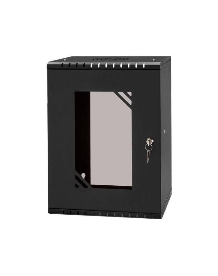 NETRACK ECO-Line wall cabinet 10inch 9U/300 mm - Kolor: CZARNY glass door główny