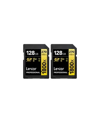 2x LEXAR PROFESSIONAL 1800X KARTA PAMIĘCI SDXC 128GB ZAPIS 180MB/s ODCZYT 270MB/s UHS-II U3 V60