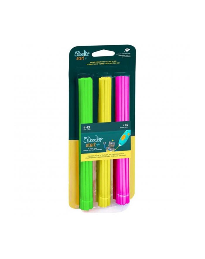 FILAMENT 3DOODLER START EKO, 25MM, 75 SZTUK, NEON GLOW, ZIEL, ŻÓŁTY, RÓŻ 3DS-ECO-MIX4-75 główny