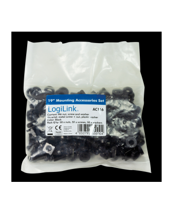 Logilink Cage Nuts Mounting Kit M6 Metal Black 50Pcs (AC116)
