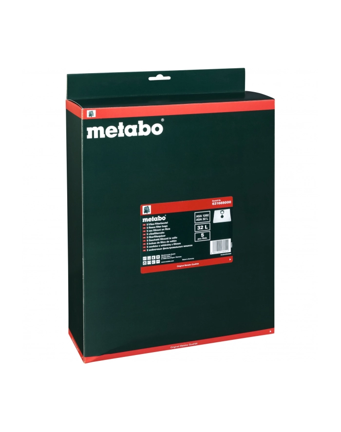 Worki do odkurzacza Metabo Worek tekstylny do ASA 1202 / ASA 32 L - 5 szt. główny