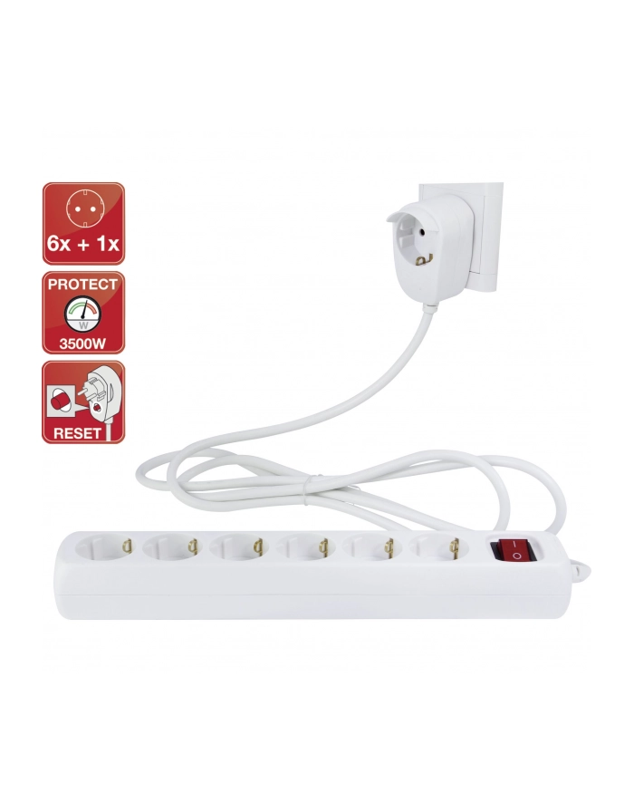 Rev Multiple Socket Outlet White 6+1-fold 2m Powersplit + przełącznik marki (12695114) główny