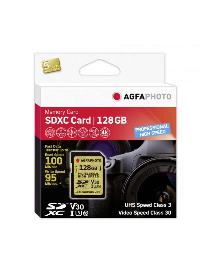 AgfaPhoto SDXC UHS I 128GB Professional High Speed U3 V30 główny