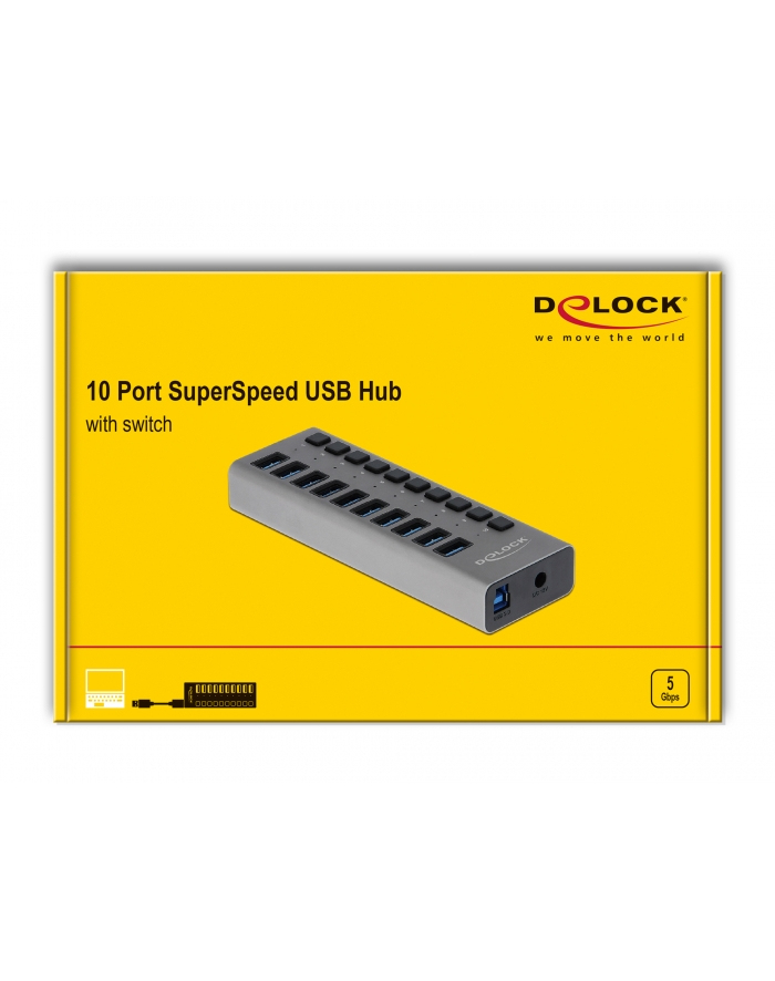 Delock Externer SuperSpeed mit 10 Ports + Schalter (63670) główny