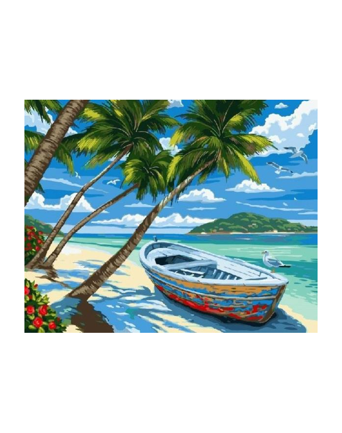 norimpex Diamentowa mozaika Plaża z palmami, łódka 30x40cm 1007422 główny