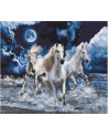 norimpex Malowanie po numerach 40x50cm 3 białe konie w galopie, morze nocą 1007663 - nr 1