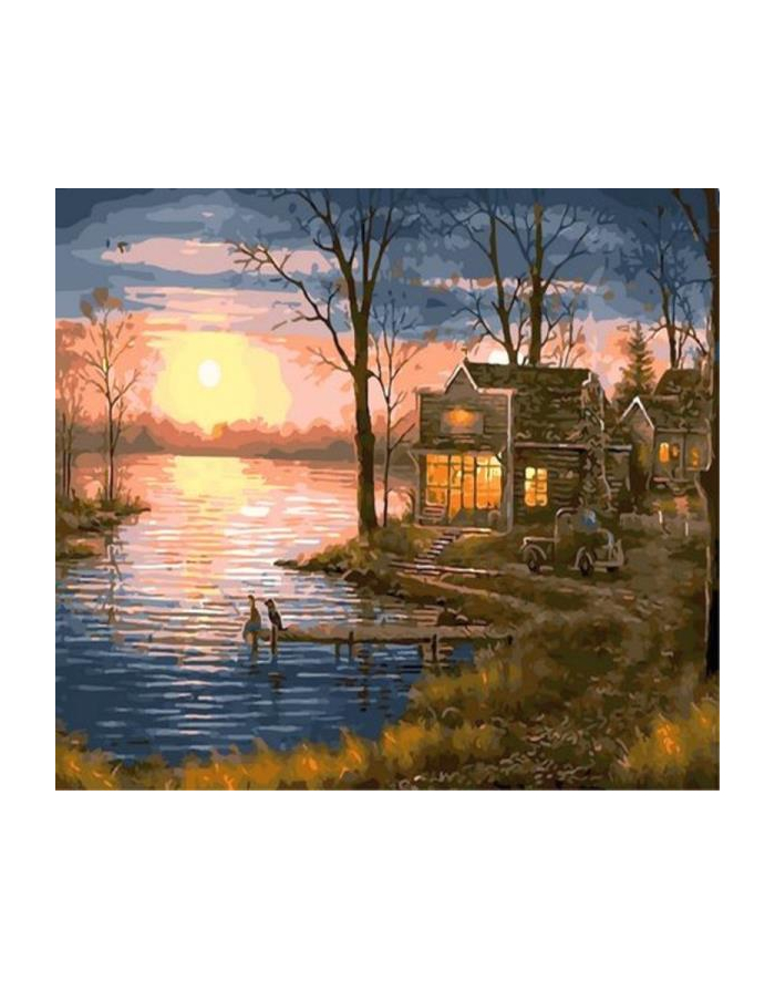 norimpex Malowanie po numerach 40x50cm Domek nad jeziorem zachód słońca 1008865 główny