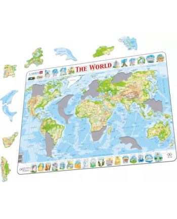 tactic Układanka / puzzle Mapa Świat fizyczna - rozmiar Maxi (36.5x28.5 cm) Larsen
