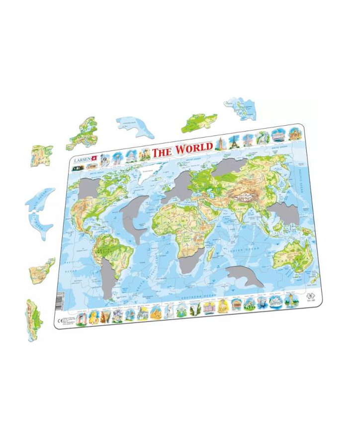 tactic Układanka / puzzle Mapa Świat fizyczna - rozmiar Maxi (36.5x28.5 cm) Larsen główny