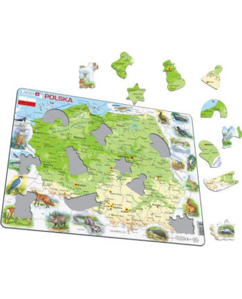 tactic Układanka / puzzle Mapa Polska fizyczna z zwierzętami - rozmiar Maxi (36.5x28.5 cm) Larsen