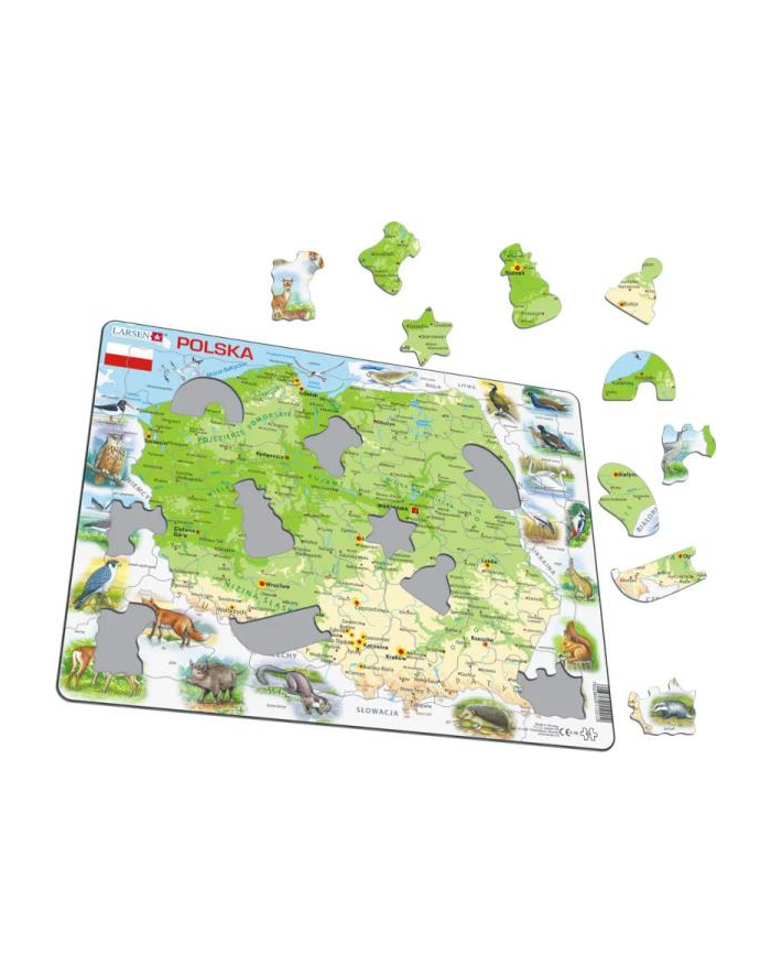 tactic Układanka / puzzle Mapa Polska fizyczna z zwierzętami - rozmiar Maxi (36.5x28.5 cm) Larsen główny