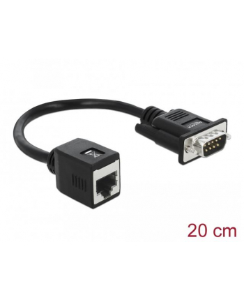 Kabel adapter Delock DB-9(COM)(M)->RJ45(F) na kablu 0,2m Czarny