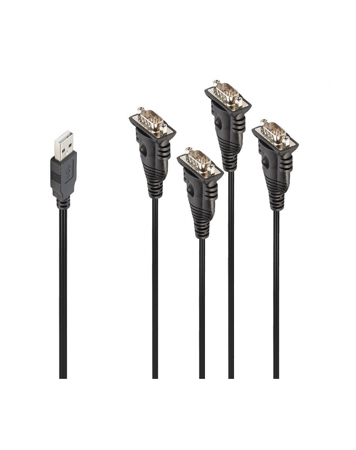 Kabel adapter LINDY USB 1.1 - 4x RS232  0,94m czarny główny