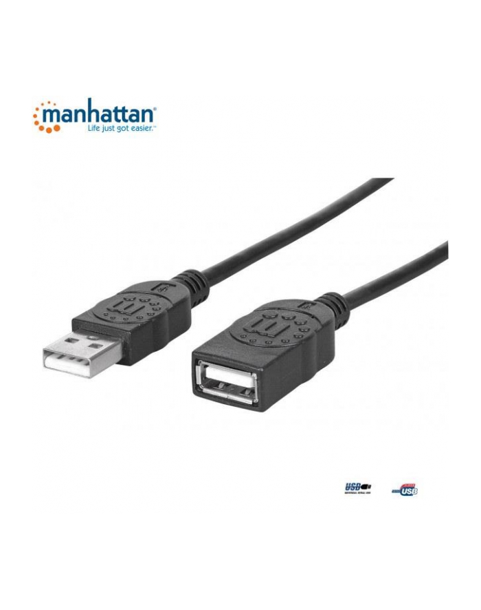 Kabel/przedłużacz Manchattan USB2.0 AM-AF 3m czarny główny