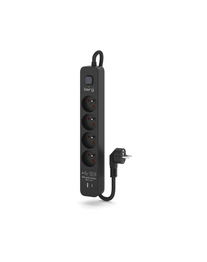 Urządzenie zasilające zabezpieczające KERG z wyłącznikiem 4 gniazda USB-C USB-A czarne 3m 16A H05VV-F 3x1,5mm2 główny