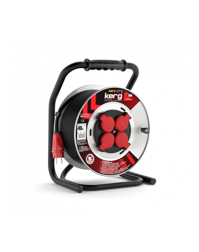 Przedłużacz bębnowy KERG 30m 3×2,5mm2 H05RR-F 250V czerwony główny