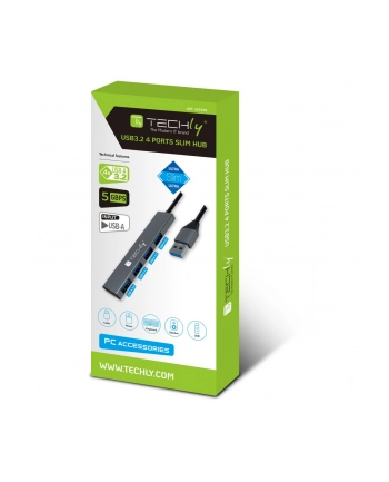 Hub USB Techly 4-portowy USB3.2 Gen1