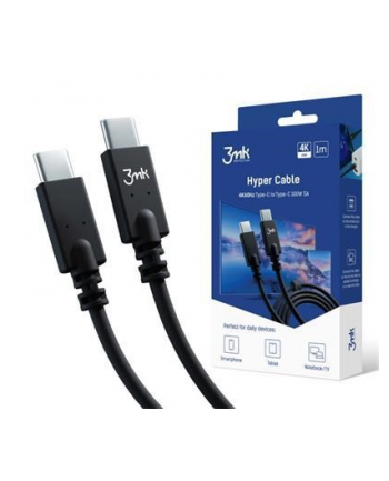 Kabel USB 3mk Hyper Cable 4k60Hz 1m 100W C to C czarny