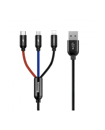 Kabel przewód USB 3w1 - USB-C, Lightning, micro USB 120cm Baseus CAMLT-BSY01 do 3.5A