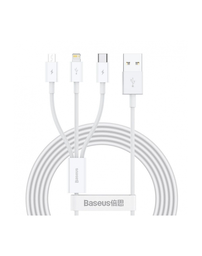 Kabel przewód USB 3w1 - USB-C, Lightning, micro USB 150cm Baseus CAMLTYS-02 do 3,5A główny