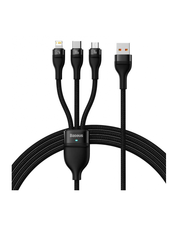 Kabel przewód USB 3w1 - USB-C, micro USB, Lightning 120cm Baseus CASS030001 główny
