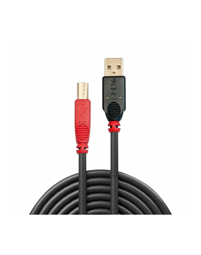 Kabel drukarkowy USB LINDY 2.0 A/M - USB B/M, Active Cable 10m Czarny główny
