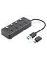 Hub USB 3.0/Koncentrator DIGITUS 4-portowy USB A + adapter USB-C 5Gbps z wyłącznikami aluminiowy pasywny - nr 7