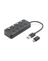 Hub USB 3.0/Koncentrator DIGITUS 4-portowy USB A + adapter USB-C 5Gbps z wyłącznikami aluminiowy pasywny - nr 8
