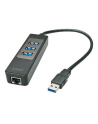Hub USB 3.0 LINDY 3 Ports, RJ-45 Gigabit Ethernet, czarny - nr 4