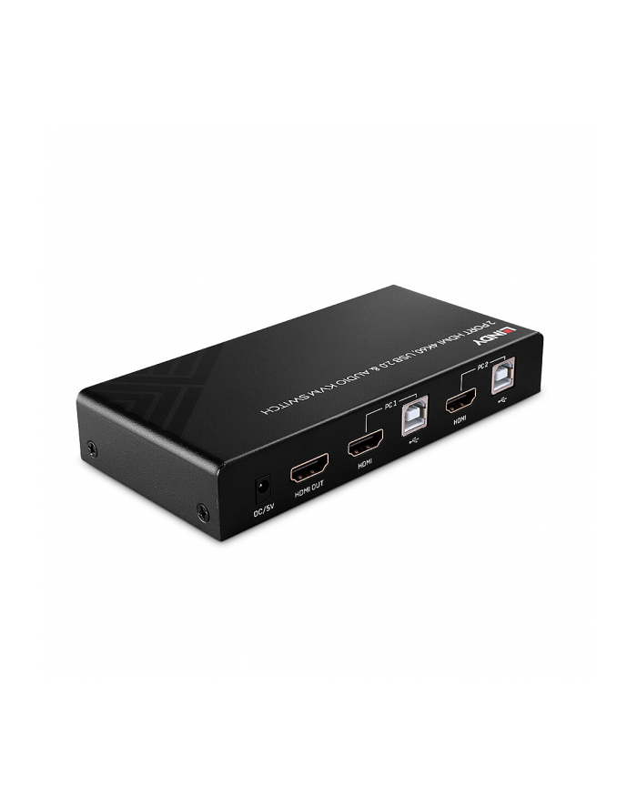 Przełącznik KVM LINDY 2-portowy HDMI 4K60, USB 2.0 & Audio Black główny