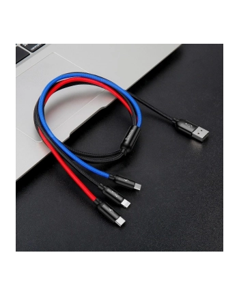 Kabel przewód USB 3w1 - USB-C, Lightning, micro USB 120cm Baseus CAMLT-BSY01 do 3.5A