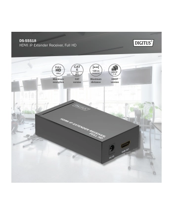 Przedłużacz/Extender DIGITUS HDMI 1080p 60Hz 120m po skrętce kat.6 HDCP 1.3 IR jednostka zdalna do DS-55517
