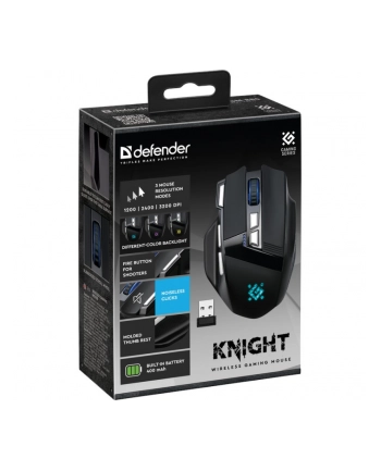 defender Mysz gamingowa bezprzewodowa Knight GM-885 3200DPI 8P Czarna