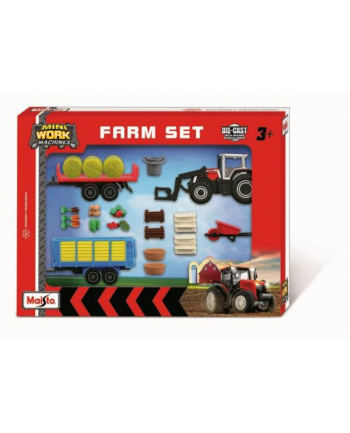 MAISTO 12564-53 Traktor Massey zestaw z mini farmą