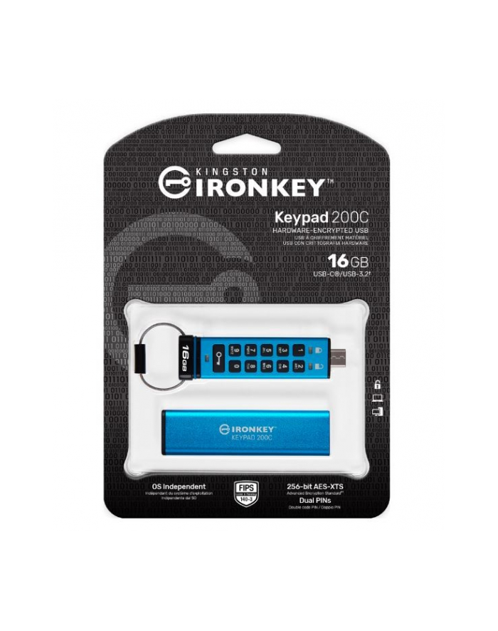 kingston Pendrive 16GB IronKey Keypad 200 FIPS140-3 Lvl3 AES-256 główny