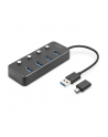 digitus Hub USB 3.0/Koncentrator 4-portowy USB A + adapter USB-C 5Gbps z wyłącznikami, aluminiowy, pasywny - nr 10