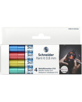 pbs connect Marker akrylowy SCHNEID-ER Paint-It Metallic, 0,8 mm, etui 4 kolory, niebieski, czerowny, żółty, zielony