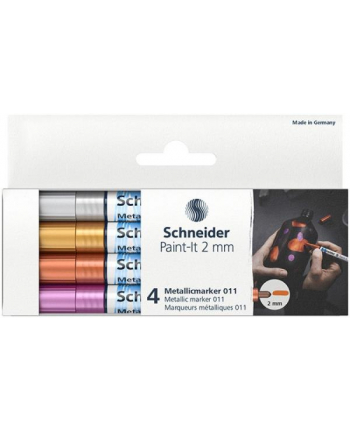 pbs connect Marker akrylowy SCHNEID-ER Paint-It Metallic, 2 mm, etui 4 kolory, srebrny, złoty, miedziany, fioletowy