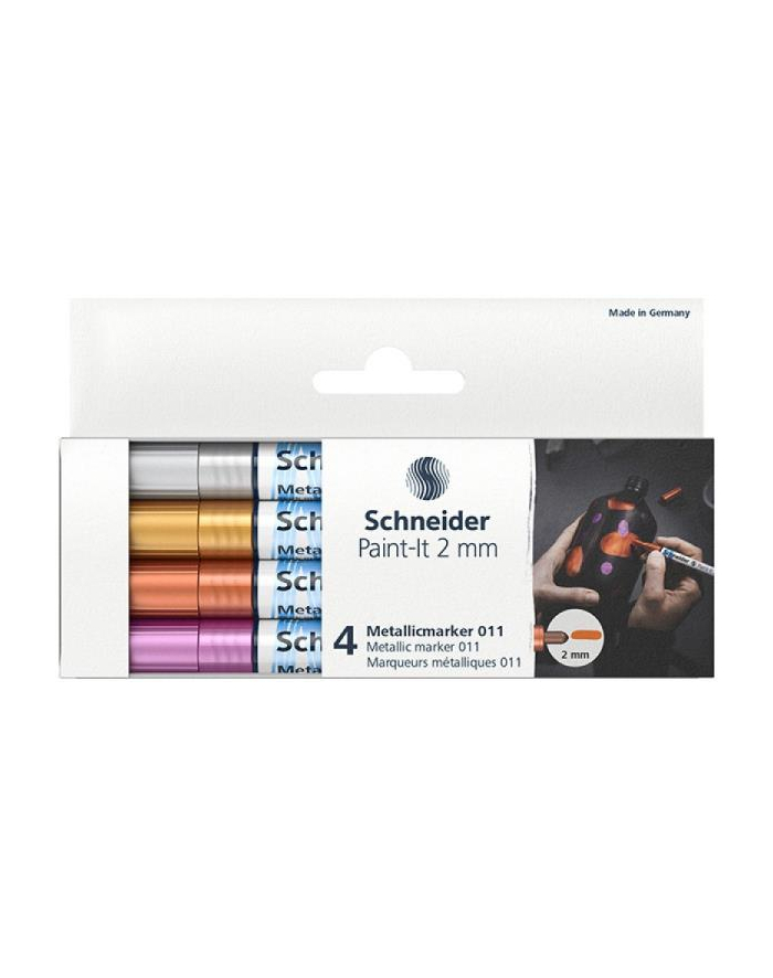 pbs connect Marker akrylowy SCHNEID-ER Paint-It Metallic, 2 mm, etui 4 kolory, srebrny, złoty, miedziany, fioletowy główny