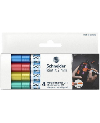 pbs connect Marker akrylowy SCHNEID-ER Paint-It Metallic, 2 mm, etui 4 kolory, niebieski, czerowny, żółty, zielony
