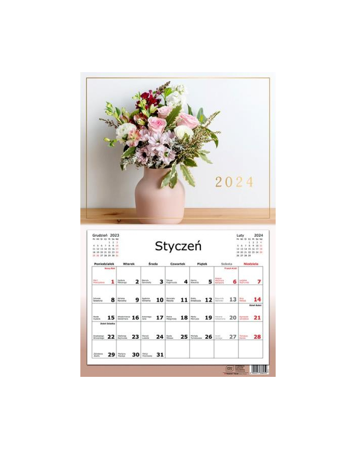 interdruk Kalendarz 2024 jednodzielny Kwiaty główny
