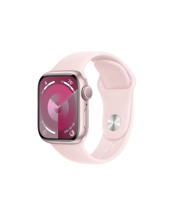 apple Watch Series 9 GPS, 45mm Koperta z aluminium w kolorze różowym z paskiem sportowy w kolorze jasnoróżowym - M/L
