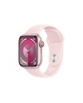 apple Watch Series 9 GPS + Cellular, 41mm Koperta z aluminium w kolorze różowym z paskiem sportowy w kolorze jasnoróżowym - S/M