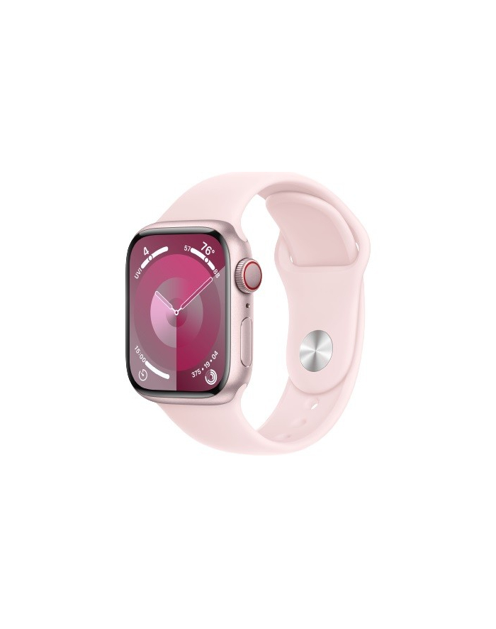 apple Watch Series 9 GPS + Cellular, 41mm Koperta z aluminium w kolorze różowym z paskiem sportowy w kolorze jasnoróżowym - S/M główny
