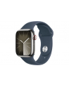 apple Watch Series 9 GPS + Cellular, 41mm Koperta ze stali nierdzewnej w kolorze srebrnym z paskiem sportowym w kolorze sztormowego błękitu - S/M - nr 1